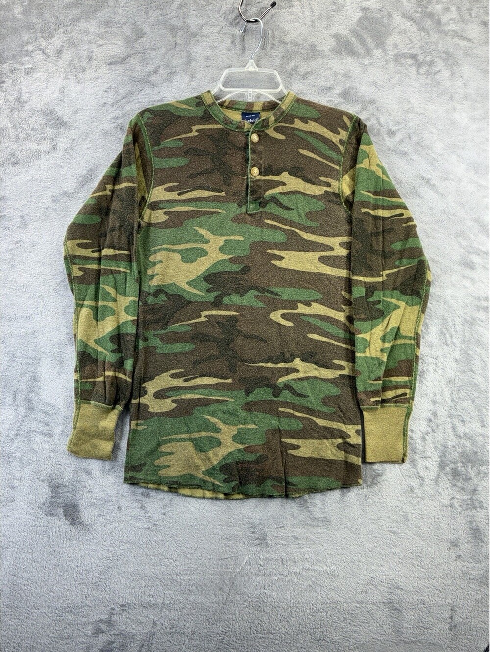 VTG Duofold Sz M Camouflage Thermal Wool Blend Shirt Base Layer USA Made